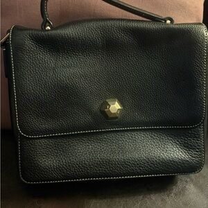 Frances Valentine Black Crossbody Bag with Gold Accent